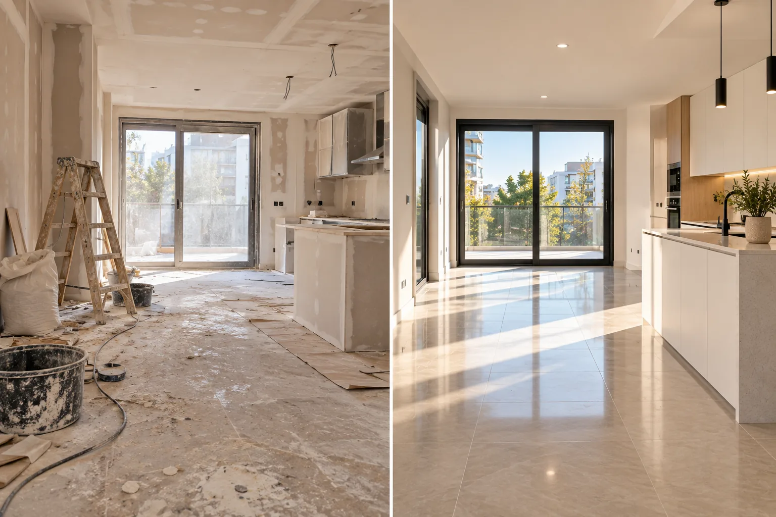 Espacio reformado preparado para una limpieza de fin de obra